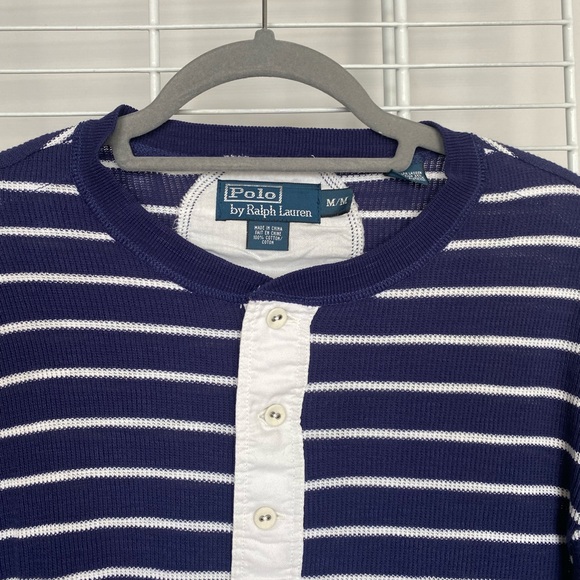 Polo Ralph Lauren Light Knit Long Sleeve Blue & White Pullover Sweater Medium - Picture 2 of 7